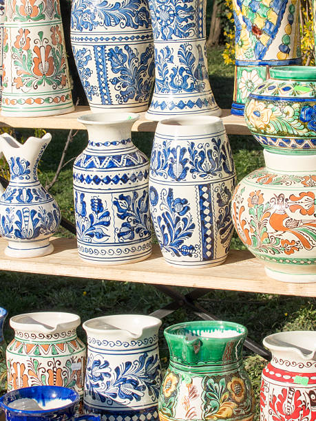 istock bunch of traditional hadcrafted romanian pottery mugs 471054748