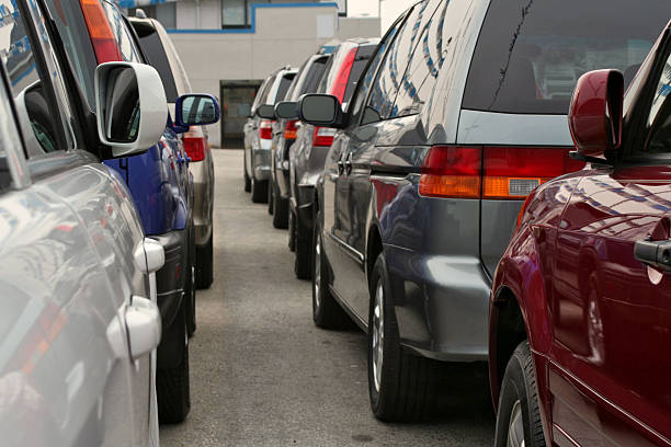 Car dealership rear view stock photo