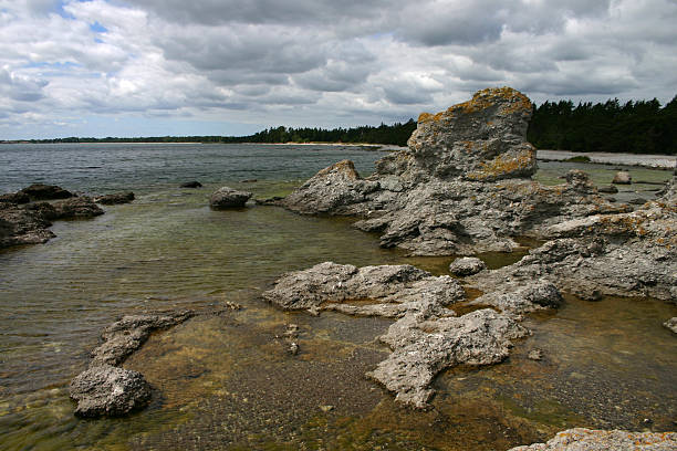 Gotland limestone formation 2 stock photo