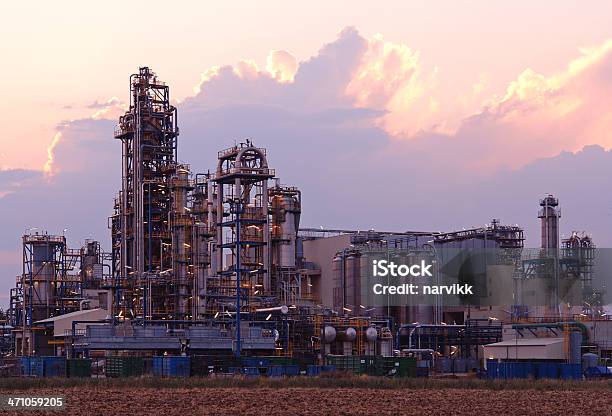 Oil Refinery Stock Photo - Download Image Now - Alpenglow, Austria, Chemical Plant