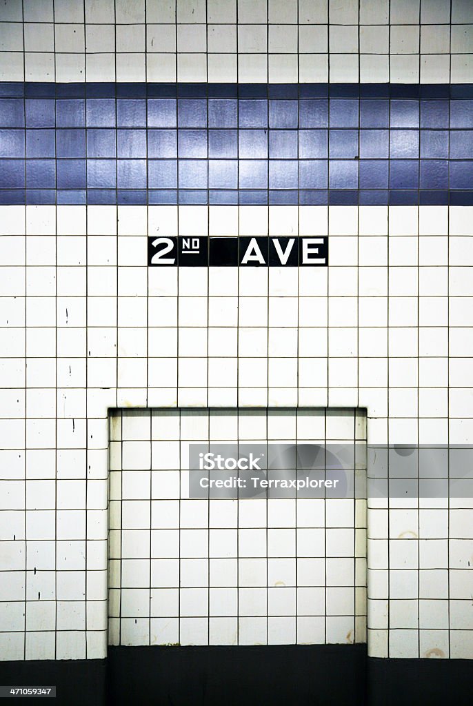 Subway Tiled Wall Second Avenue Subway station, New York City, NY, USA. Architectural Feature Stock Photo