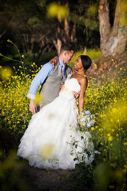 Attractive Diverse Wedding Bride and Groom