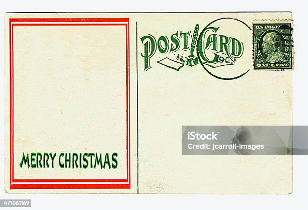 Cartolina Di Natale Vintage - Fotografie stock e altre immagini di Antico - Vecchio stile - Antico - Vecchio stile, Cartolina postale, Colore verde