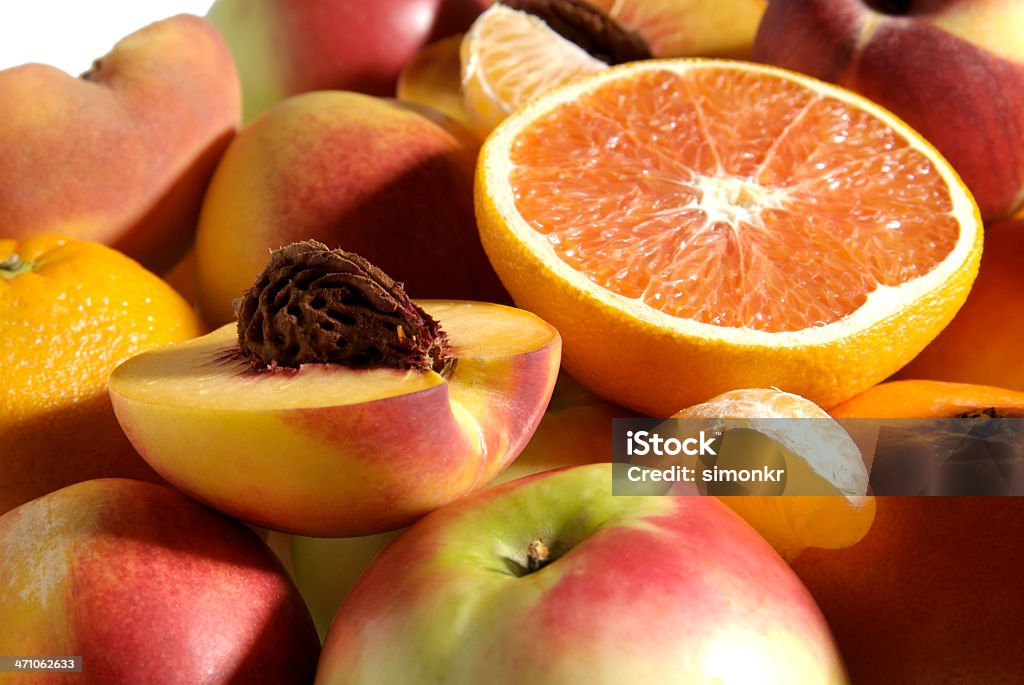 Set of different fruits Set of different fruits, down shoot, isolated on white. Apple - Fruit Stock Photo