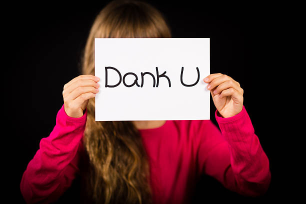 istock Child with Dutch words Dank U - Thank You 471063110