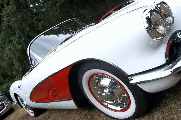 A beautifully restored classic Corvette.  The original American sports car                           