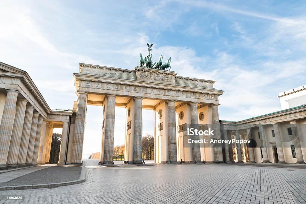 View of the Brandenburger Tor and courtyard in Berlin The Famous Brandenburg Gate In Berlin. Germany Berlin Stock Photo