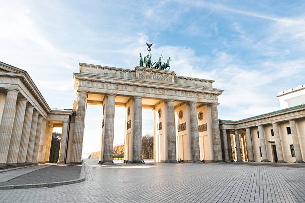 View of the Brandenburger Tor and courtyard in Berlin The Famous Brandenburg Gate In Berlin. Germany international landmark stock pictures, royalty-free photos & images