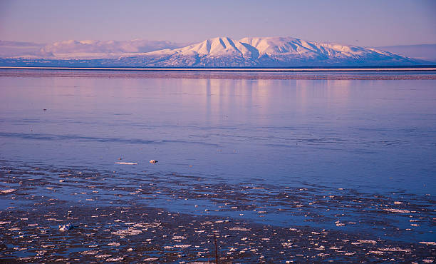 Mount Susitna Volcano Sleeping Lady Eagles Nest Alaska Mount Susitna Volcano Sleeping Lady Anchorage Alaska or eagles nest.  chugach mountains photos stock pictures, royalty-free photos & images