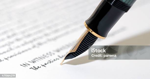 Signing A Contract Stock Photo - Download Image Now - Shorthand, Handwriting, Writing - Activity