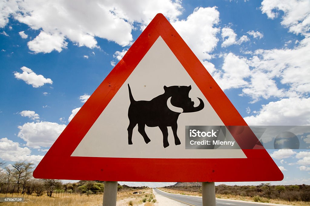 Vorsicht Warzenschwein Road Sign'III - Lizenzfrei Warzenschwein Stock-Foto
