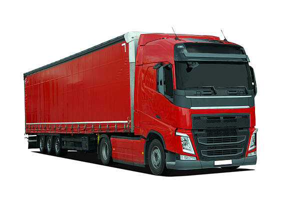 istock red large truck with semi trailer 471068406