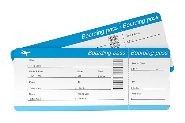 Airline Tickets with clipping path