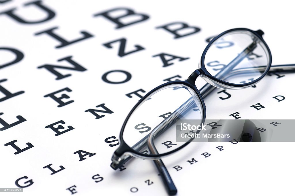 Óculos e eyechart - Royalty-free Quadro de Teste de Visão Foto de stock