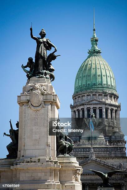 Photo libre de droit de Congreso Nacional Et Monument De Buenos Aires banque d'images et plus d'images libres de droit de Amérique du Sud - Amérique du Sud, Antique, Architecture