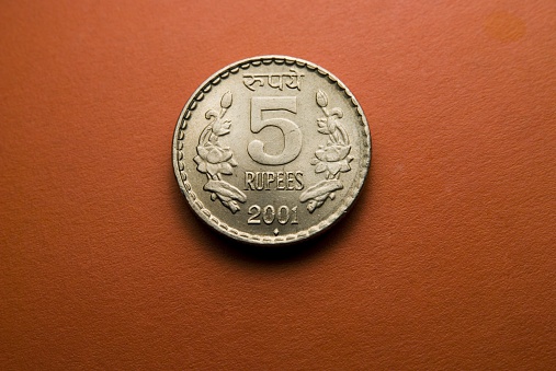 indian currency , 5 rupee coin