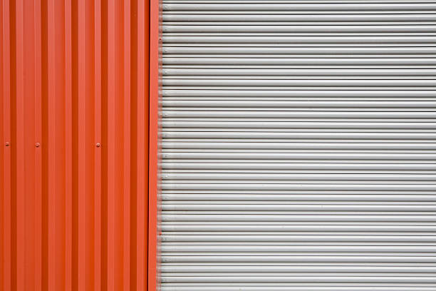 istock Abstract warehouse wall exterior; colored paneling and background texture backdrop 471072717