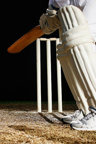 Batsman at the crease A cricket batsman at the crease cricket stump photos stock pictures, royalty-free photos & images