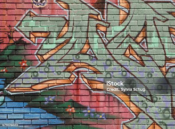 Graffiti Brick Wall Art Stock Photo - Download Image Now - Graffiti, Brick, Label