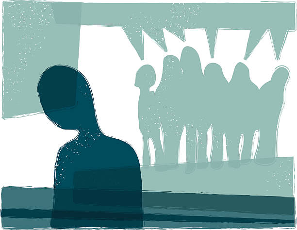 getting bullied This is a person being alienated by a group of people.  lonely stock illustrations