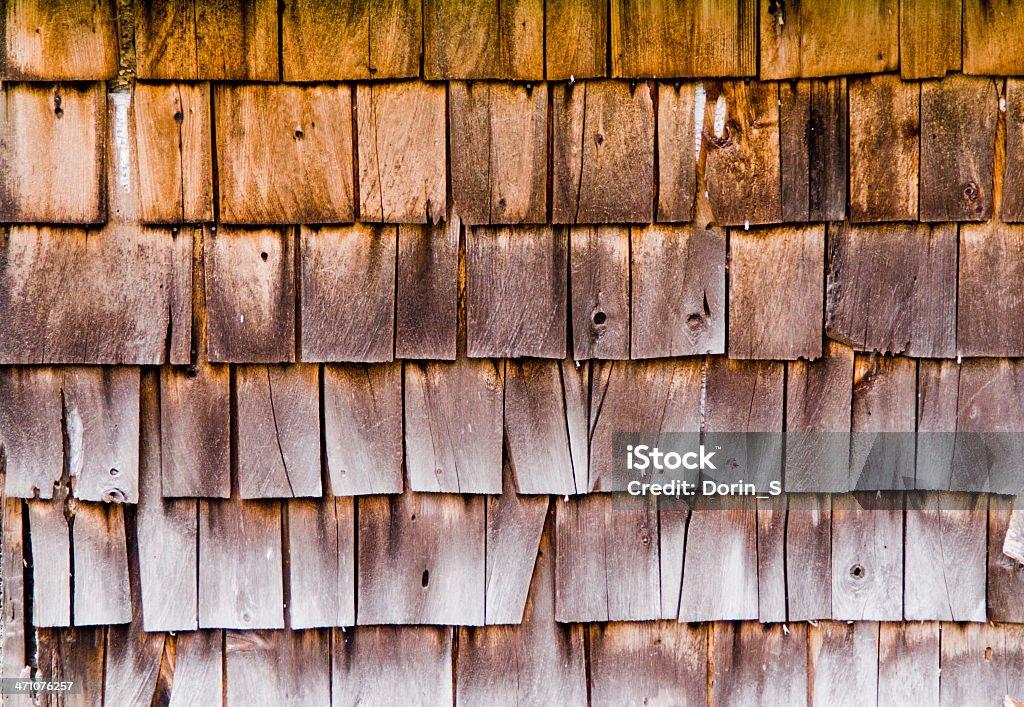 Old Cedar Shakes Background Weathered cedar shingles.  Architectural Feature Stock Photo