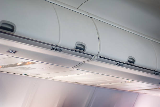 istock Commercial Passenger Jet Airplane Overhead Luggage Storage Compartment Bins 471076473