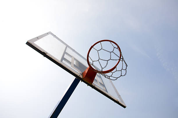 basketball hoop isolated on sky stock photo