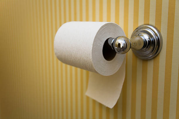 Toilet Paper - Hanging UNDER, in Nice Bathroom Ah, the big debate as to whether the toilet paper hangs over or under the roll. This image is under; see accompanying image for over. terryfic3d stock pictures, royalty-free photos & images