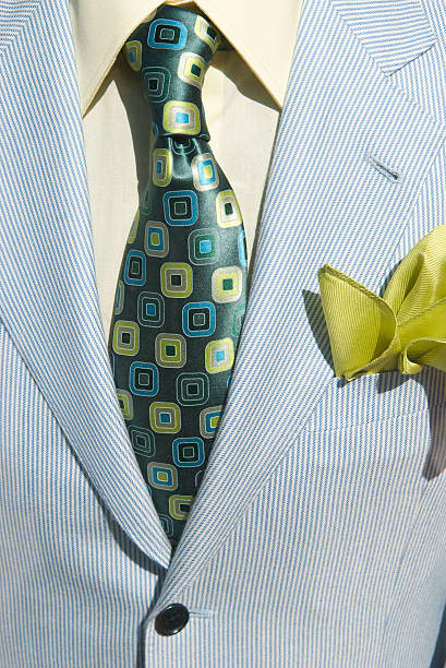 costume d'été funky cravate et pochette - lapel suit macro businessman photos et images de collection