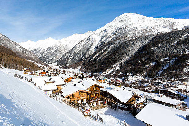 Ski resort Soelden The mountain village at the Austrian ski resort Soelden on a cold and sunny winter day. winter village austria tirol stock pictures, royalty-free photos & images