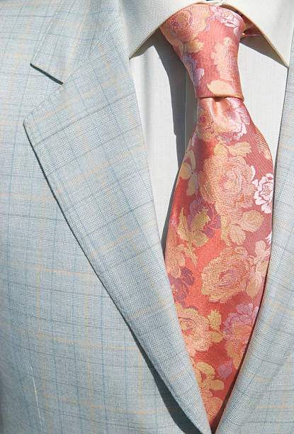 格子柄スーツの花のビジネスマンのクローズアップ - necktie close up suit lapel ストックフォトと画像
