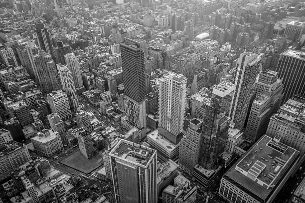 istock New York Office Buildings (Black and White) Aerial View 471078764