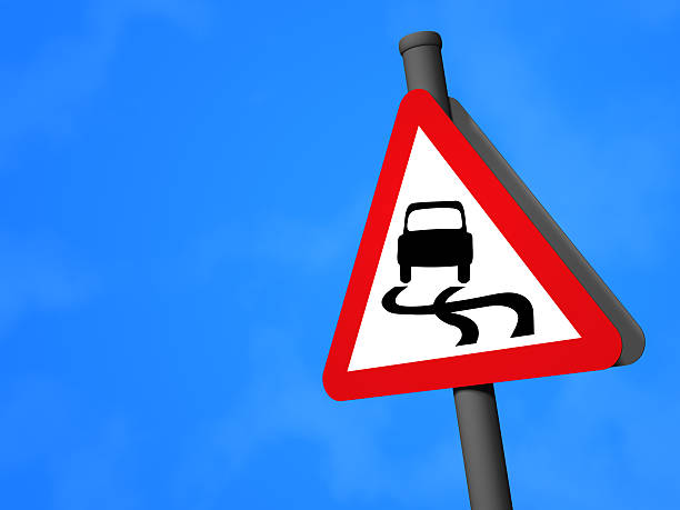 istock UK Traffic Sign - Slippery Road 471079921