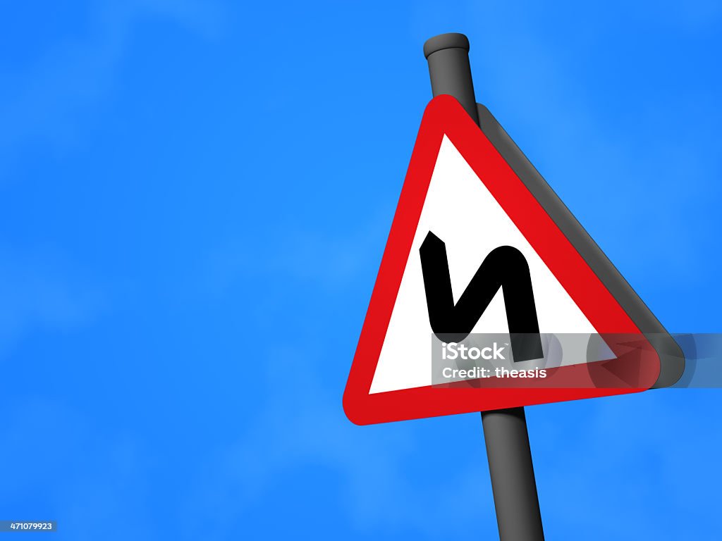 UK Дорожный знак-Роуд изгибами - Стоковые фото Извилистая дорога роялти-фри