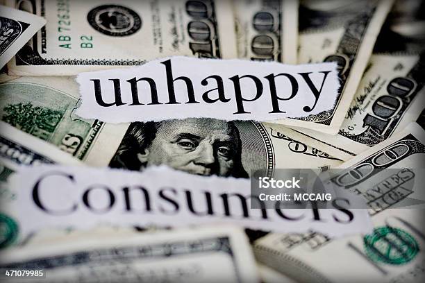 Unhappy Consumers Stock Photo - Download Image Now - Accidents and Disasters, American One Hundred Dollar Bill, Black Color