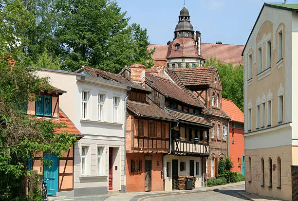 Old and historical street in Cottbus, Brandenburg.