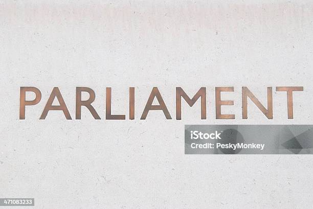 Parliament Sign In Bronze Lettering On White Stock Photo - Download Image Now - Bronze - Alloy, Bronze Colored, Capital Cities