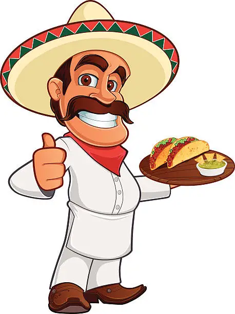 Vector illustration of Mexican cook