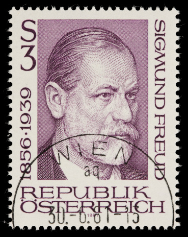 1981 Austrian postage stamp honoring Sigmund Freud (1856-1939), with a Vienna (\