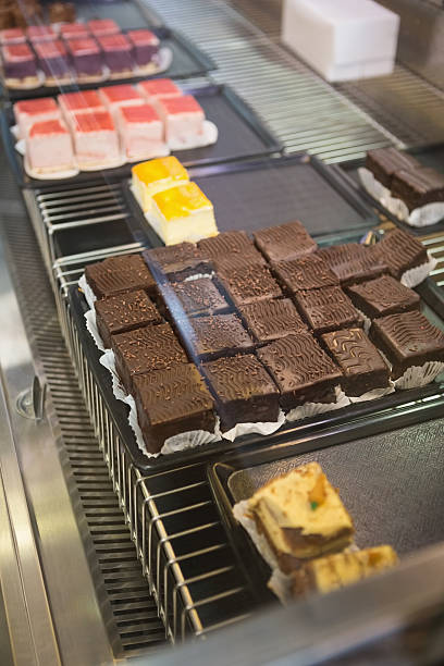 istock Display case with brownies and sweet cakes 471083596