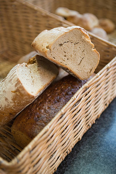 istock Close up of basket with sliced breads 471083878