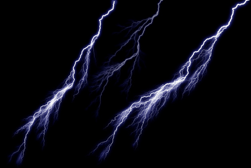 Three Lightning Bolts Against Black