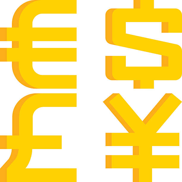 ilustraciones, imágenes clip art, dibujos animados e iconos de stock de moneda señales euro, el dólar, de la libra esterlina, yenes - coin euro symbol european union currency gold