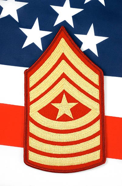 us marine sergeant major rang der insignia - rank military patch insignia stock-fotos und bilder