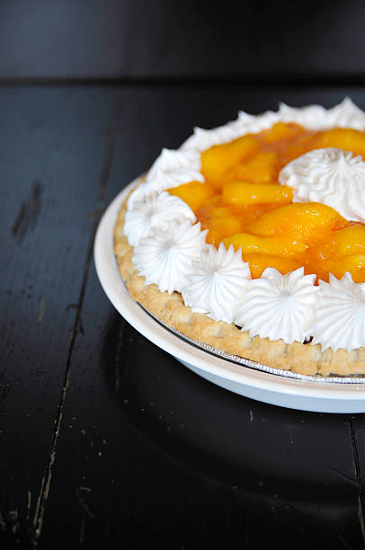 Peach Pie with Cream stock photo