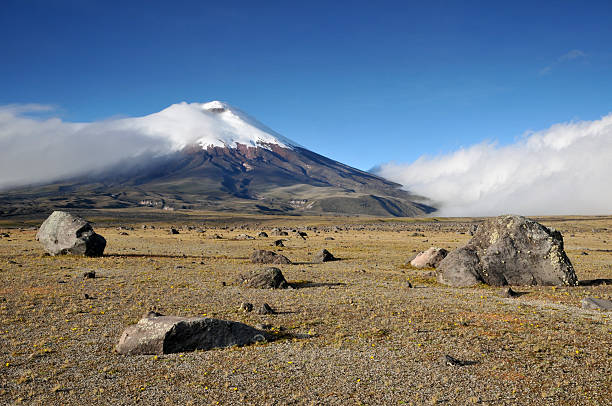 Vulcão Cotopaxi cobertos de neve - foto de acervo