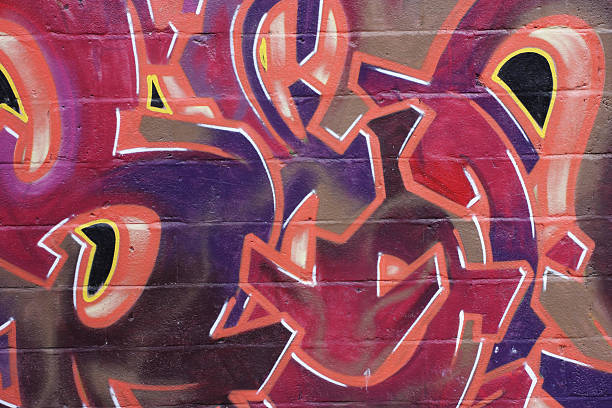 istock Wall graffiti detail red lettering colourful fiery 471088197