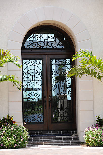 Spanish style door Spanish style door looking out front door stock pictures, royalty-free photos & images