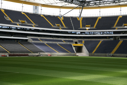 Inside view of modern soccer stadium