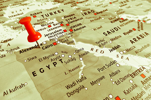 Red marker over Egypt stock photo